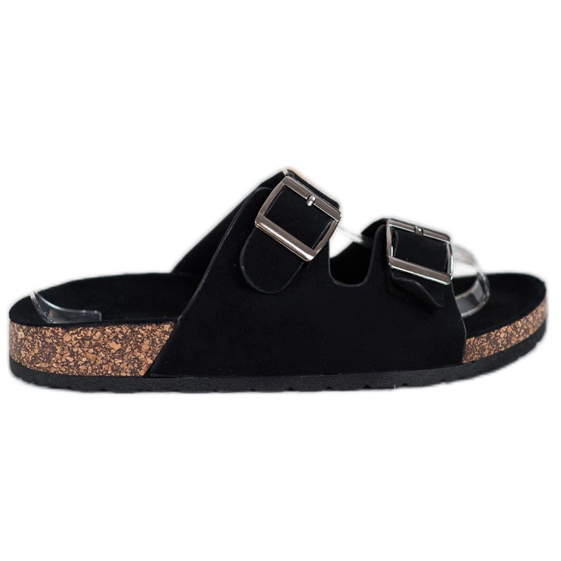 Queentina Pohodlné pantofle se sponou černá