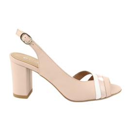 Edeo Dámské kožené sandály s růžemi/Beige/White 3505 béžový