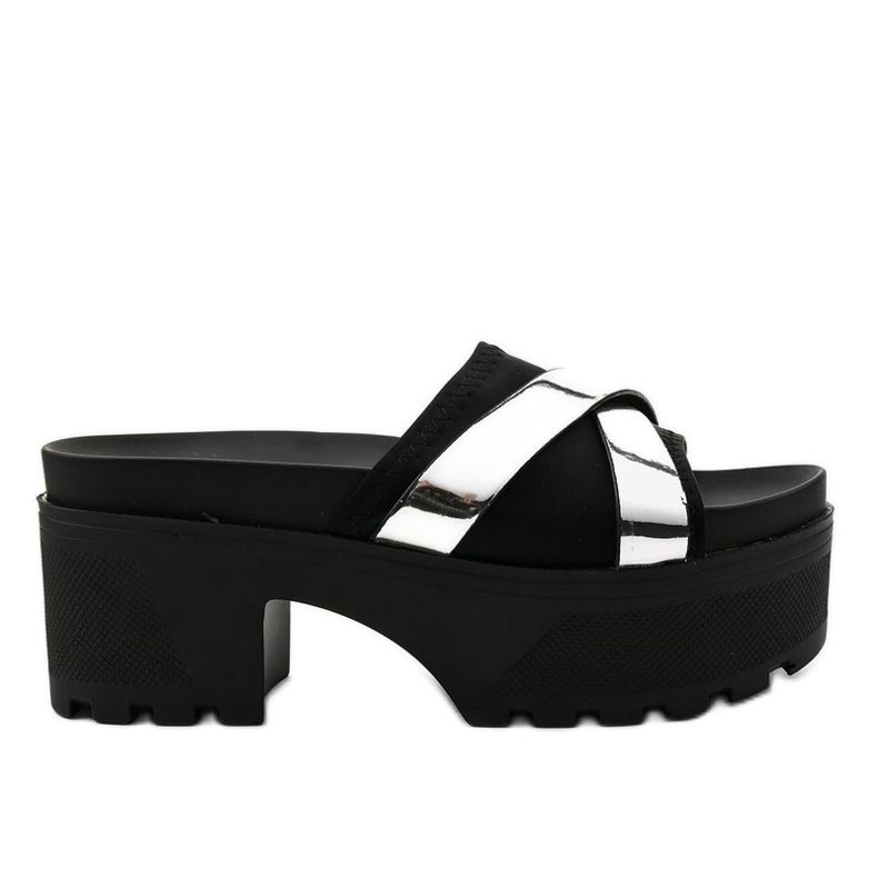 Černé pantofle na vysokém podpatku CL-3A309-43 černá