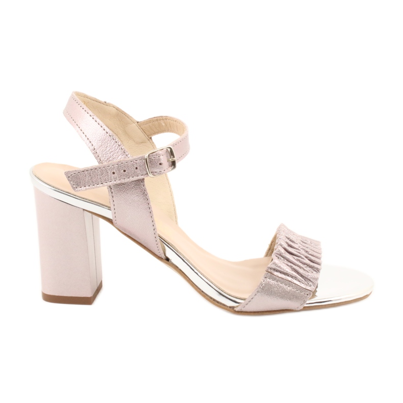 Kožené sandály na sloupku Gamis 3949 růžový šedá