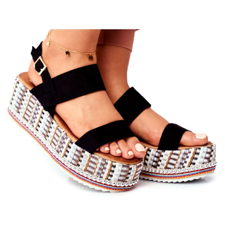 ADY Dámské sandály na platformě černé sandy černá