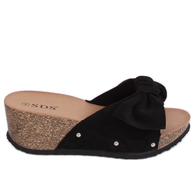 Černé klínové pantofle 7862-KL Black II Quality černá