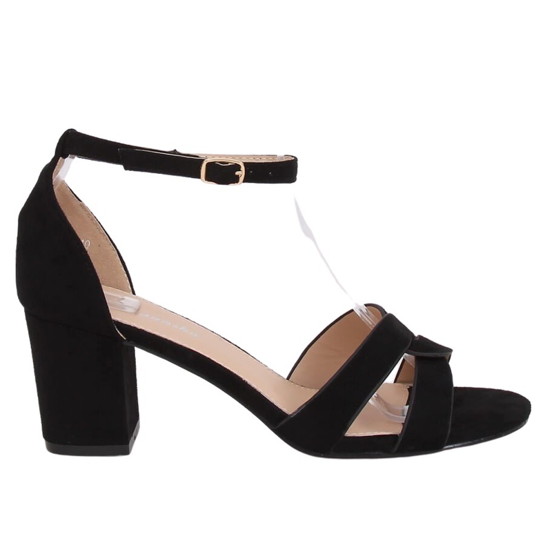 Černé sandály na nízkém podpatku A3082 Black černá Černé sandály na nízkém podpatku A3082 Black černá