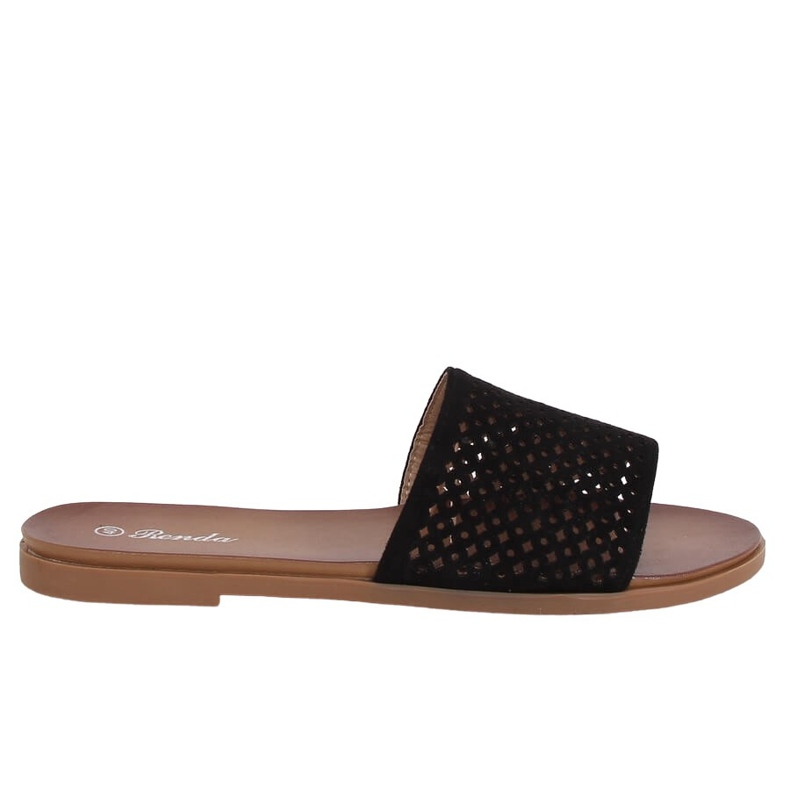 Černé prolamované pantofle 620-63 černé černá