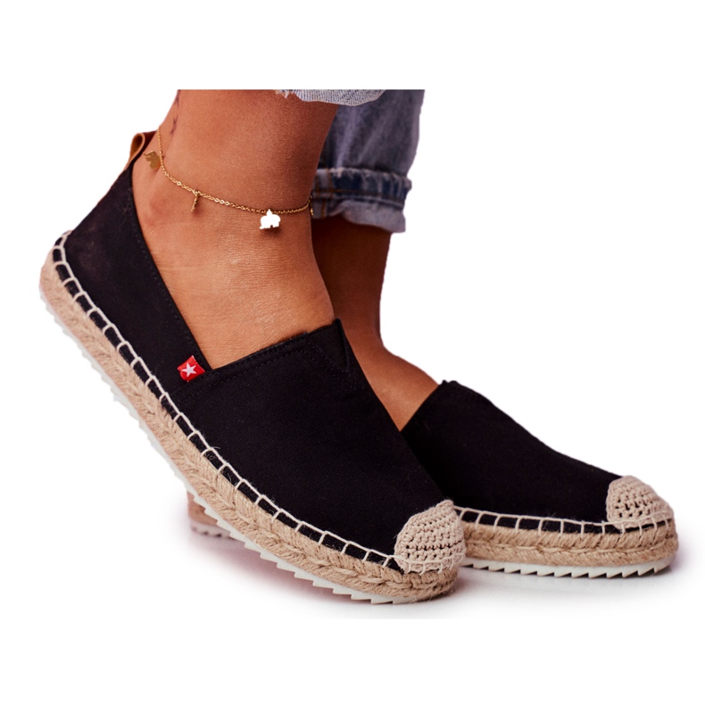 Dámské pletené podrážky Espadrilles Black Big Star FF274A498 černá