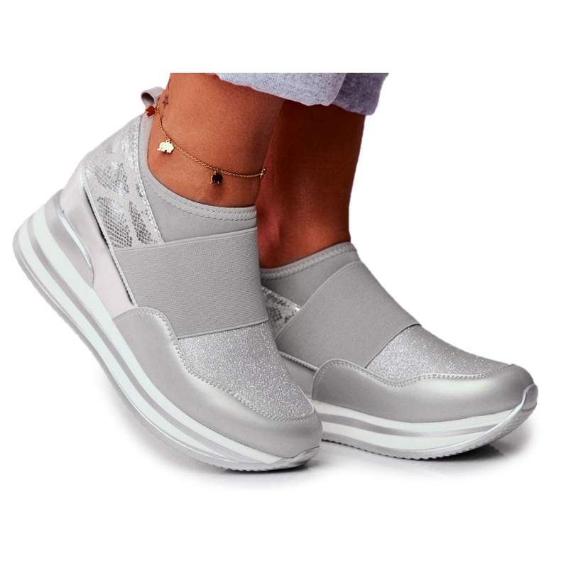 Dámská sportovní nazouvací obuv na klínku šedá Cold Play