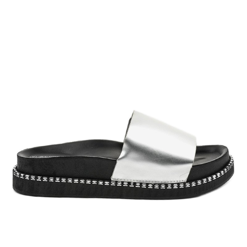 Stříbrné pantofle CH-107 šedá