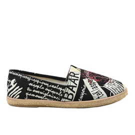 Černé pánské espadrilové boty BKA-48 bílý černá