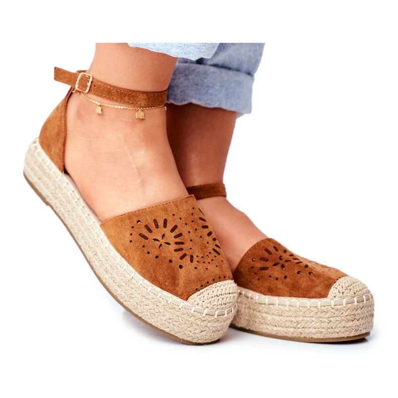 PS1 Dámské espadrilky na lněné platformě Camel Palermo hnědý
