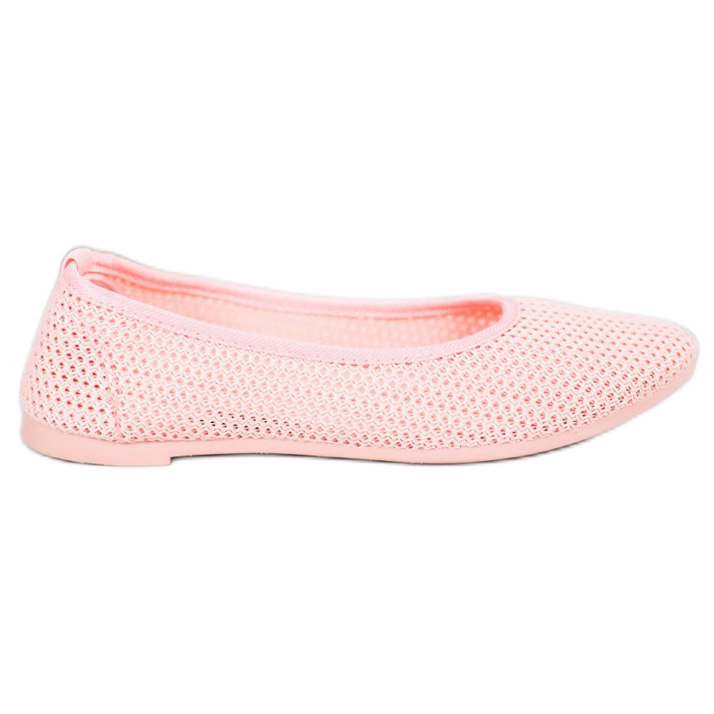 SHELOVET Lehké prolamované balerínky růžový