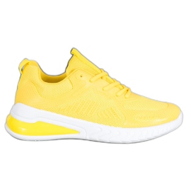 Ideal Shoes Svázané boty se síťovinou žluť