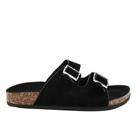 Černé pantofle se sponou BL3100-SF černý