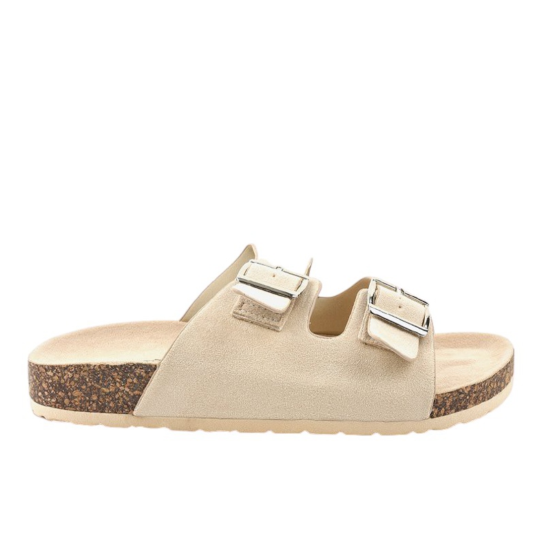 Béžové pantofle se sponou BL3100-SF béžový