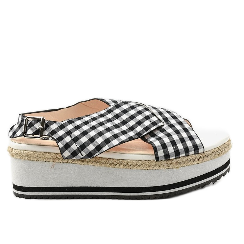 Černé sandály na platformě 1508-1 bílý Černé sandály na platformě 1508-1 bílý