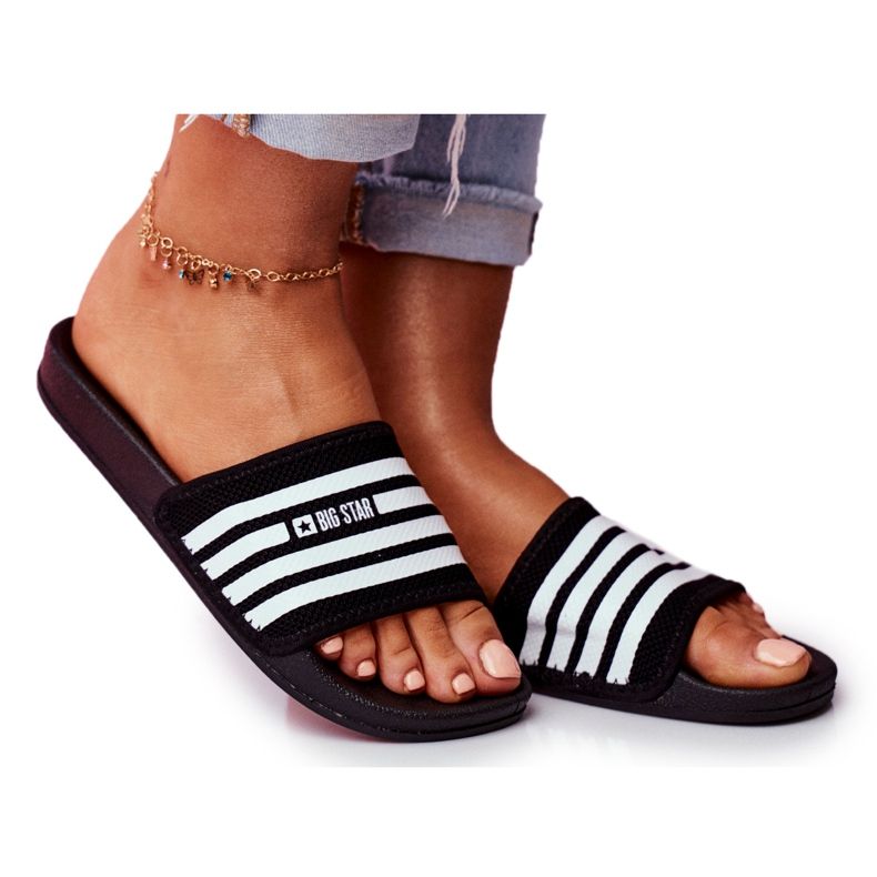 Dámské pantofle Big Star černé FF274A353 bílý černá