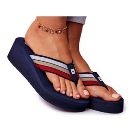 Dámské pantofle Žabky Big Star na klínku Navy Blue FF274A301 námořnická modř