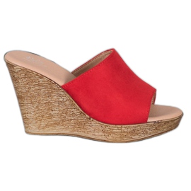 Small Swan Papuče z lehkého semiše červený