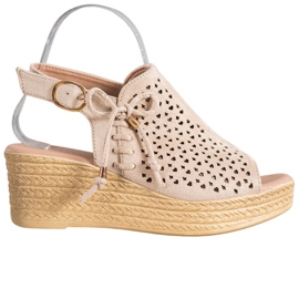 Small Swan Pohodlné prolamované sandály hnědý Small Swan Pohodlné prolamované sandály hnědý