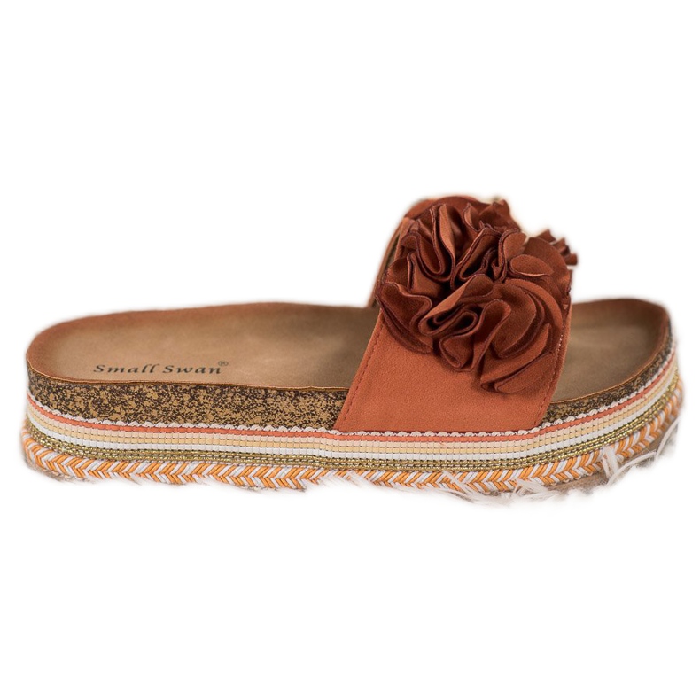 Small Swan Semišové pantofle s ozdobami vícebarevný oranžový