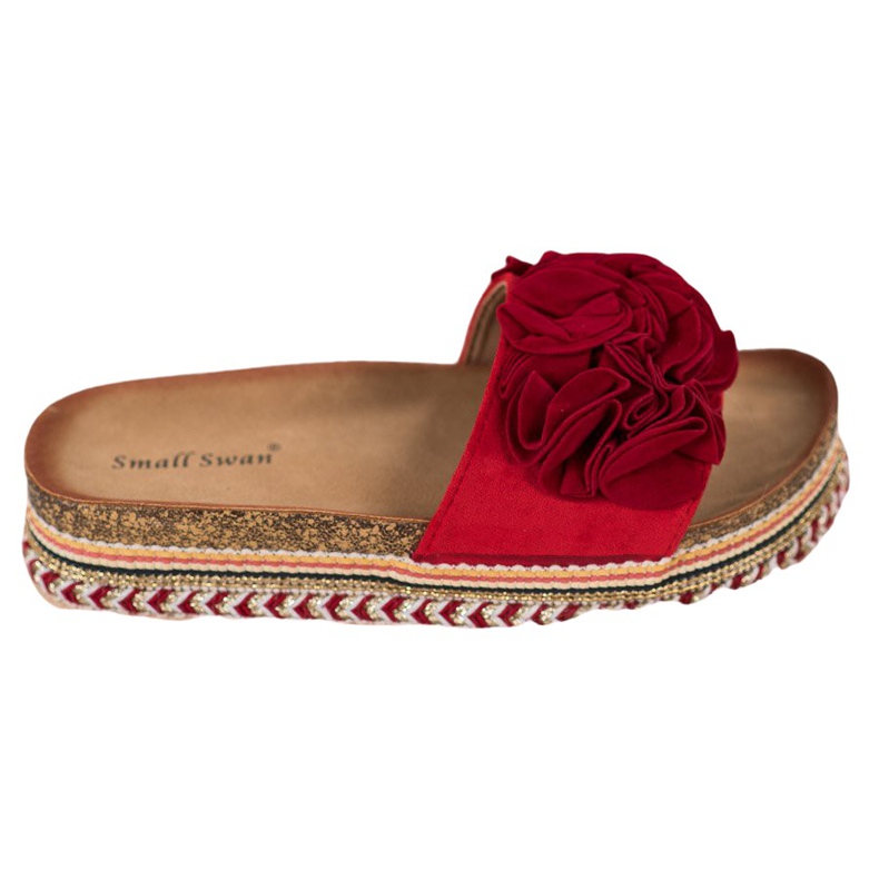 Small Swan Semišové pantofle s ozdobami červené Small Swan Semišové pantofle s ozdobami červené