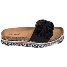 Small Swan Semišové pantofle s ozdobami černý