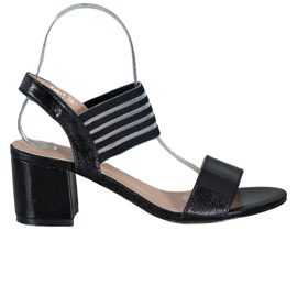 Small Swan Lesklé sandály černá