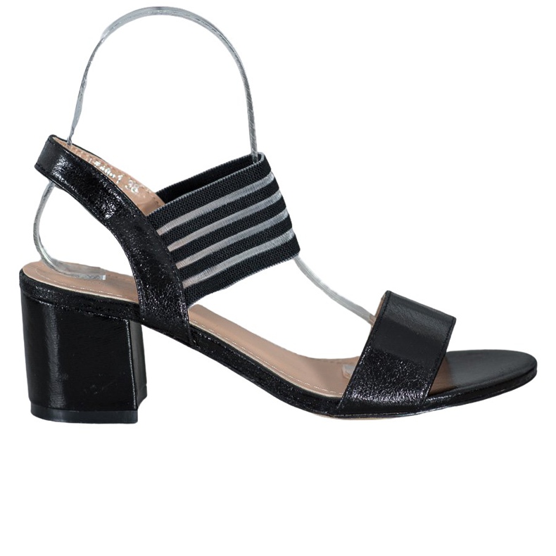 Small Swan Lesklé sandály černá