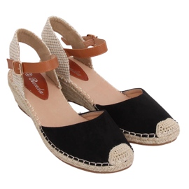 Černé espadrilky na klínové patě S-820 Black černý