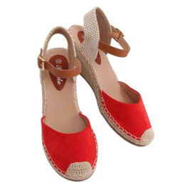 Červené espadrilky na klínech, červené S-820 červené červený