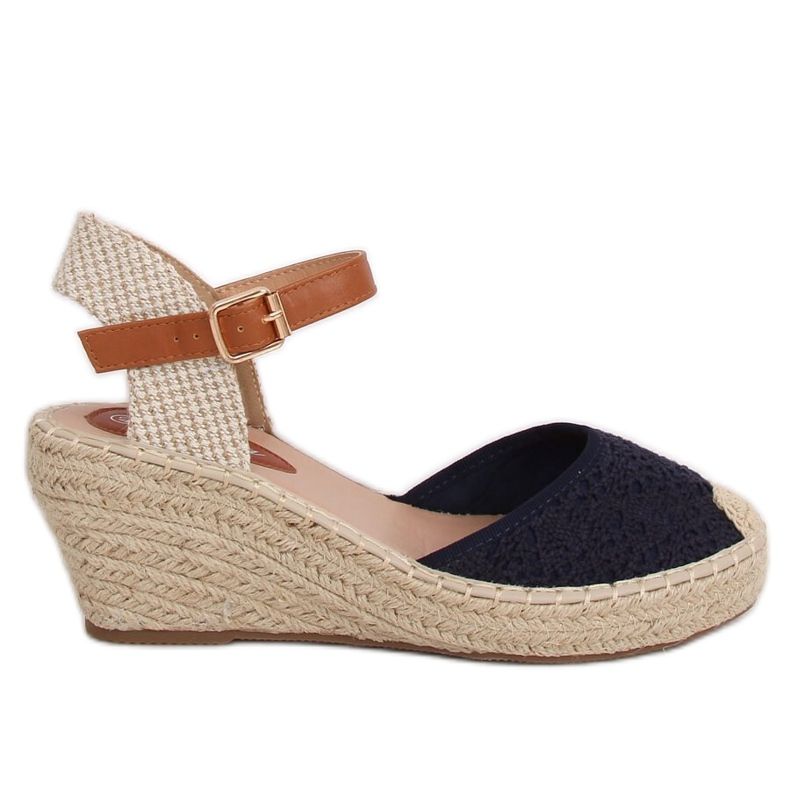 Espadrilky na klínech, tmavě modrá S-819 modrá námořnická modrá