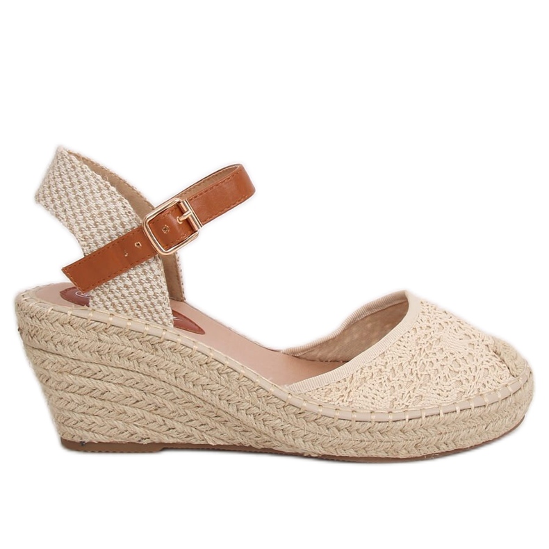 Espadrilky na béžovém klínu S-819 Beige béžový