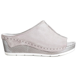 Filippo Stříbrné kožené pantofle šedá