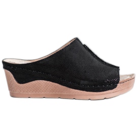 Filippo Černé kožené přezůvky černý