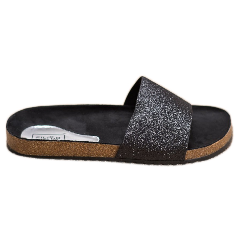 Filippo Černé pantofle se třpytkami černá