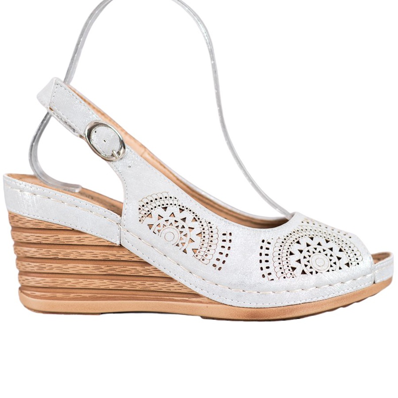 Evento Prolamované sandály s eko kůží šedá Evento Prolamované sandály s eko kůží šedá