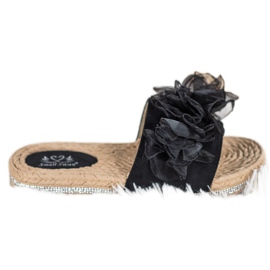 Small Swan Pantofle S Ornamentem černý