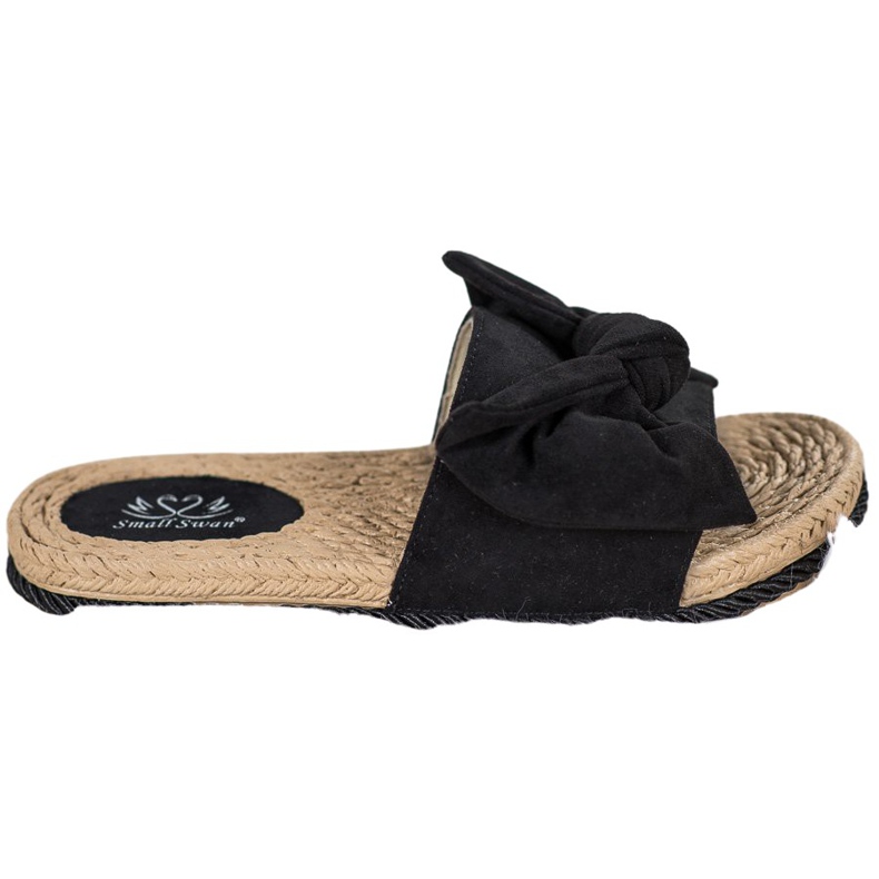 Small Swan Módní pantofle s mašlí černá Small Swan Módní pantofle s mašlí černá