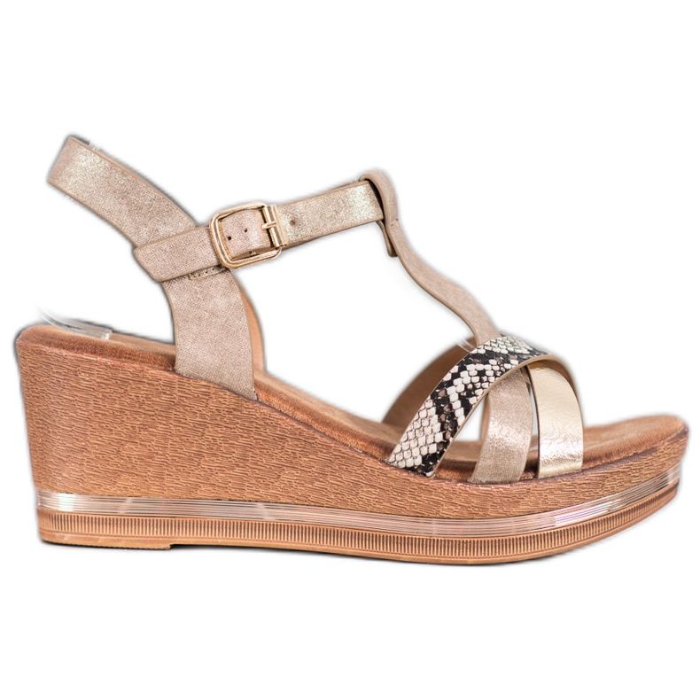 Evento Elegantní sandály na klínku hnědý