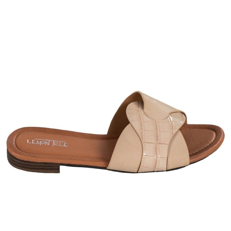 SHELOVET Elegantní pantofle z eko kůže béžový