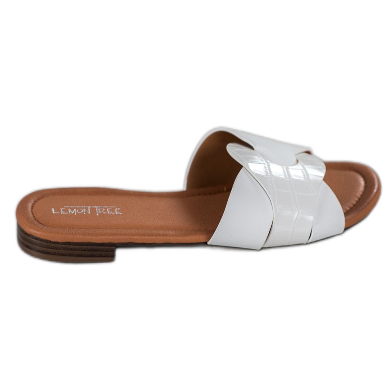 SHELOVET Elegantní pantofle z eko kůže bílý