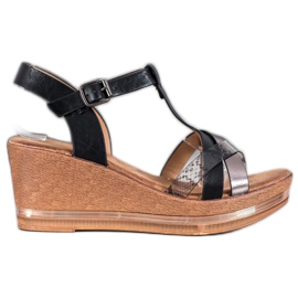 Evento Elegantní sandály na klínku černý