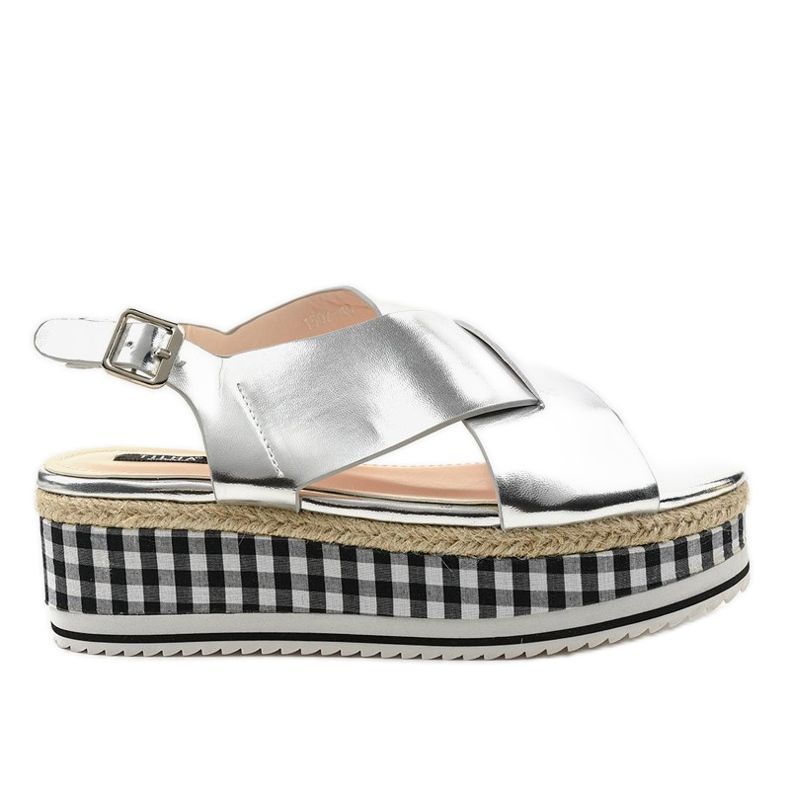 Stříbrné sandály na platformě 1507-40 šedá