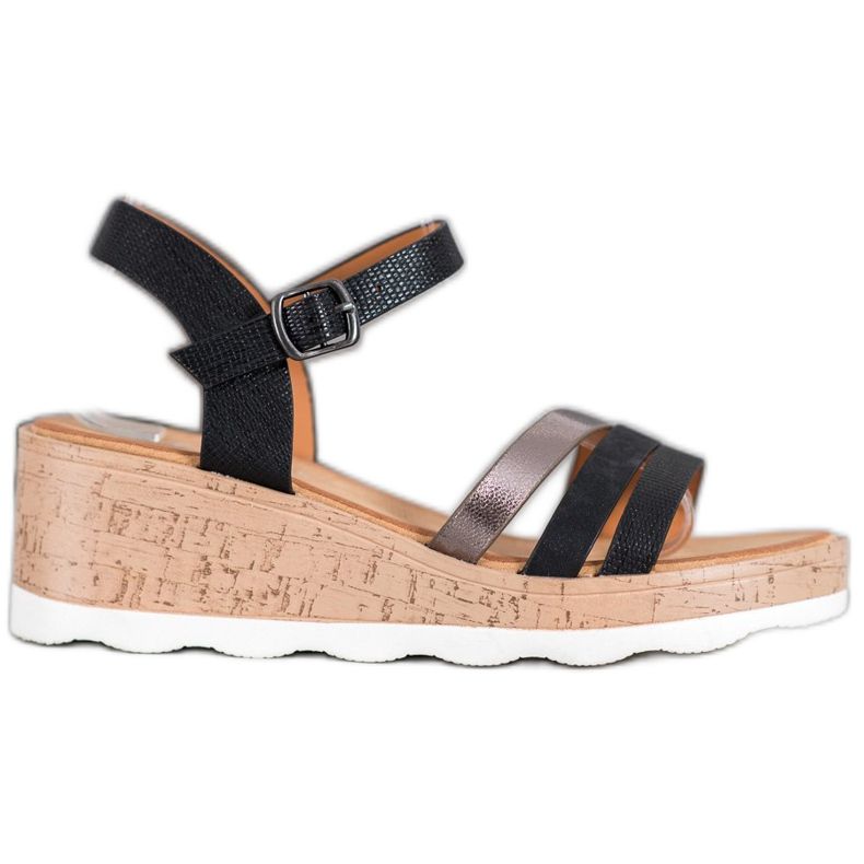 Weide Černé klínové sandály černá Weide Černé klínové sandály černá