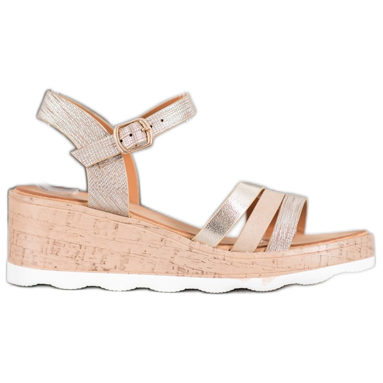 Weide Zlaté klínové sandály zlatý