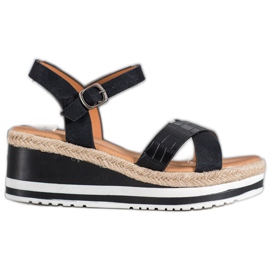 Weide Černé klíny s eko kůží černý