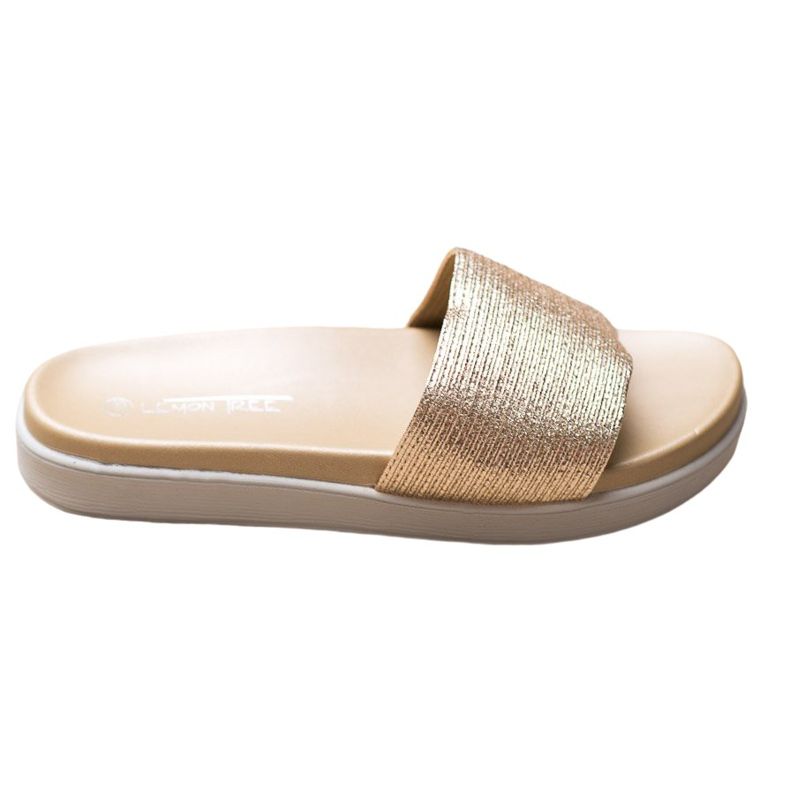 SHELOVET Klasické zlaté pantofle zlatý