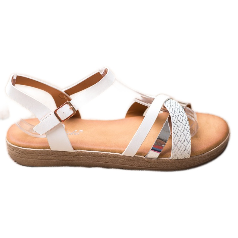 Weide Stylové sandály vyrobené z ekologické kůže bílý šedá