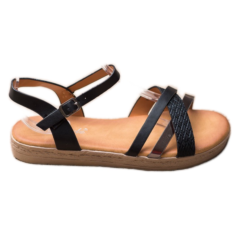 Weide Stylové sandály vyrobené z ekologické kůže černá