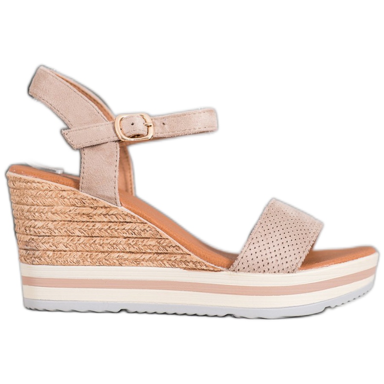 Weide Módní semišové klínky béžový Weide Módní semišové klínky béžový