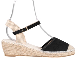 Best Shoes Černé sandály Espadrilles černý